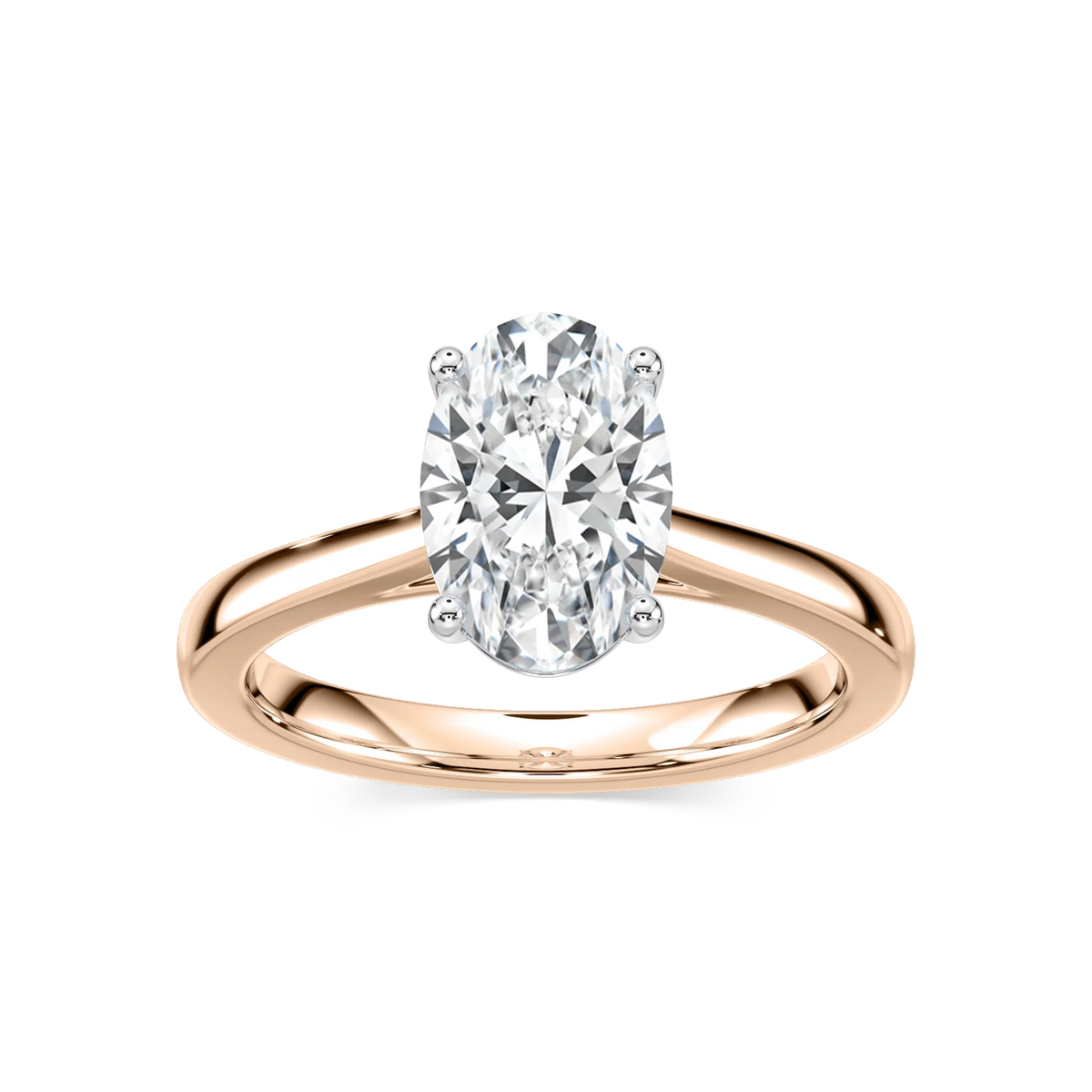 Camila Oval LGD Cathedral Hidden Halo Engagement Ring - Two-Tone 14K White Gold and 14K Rose Gold
