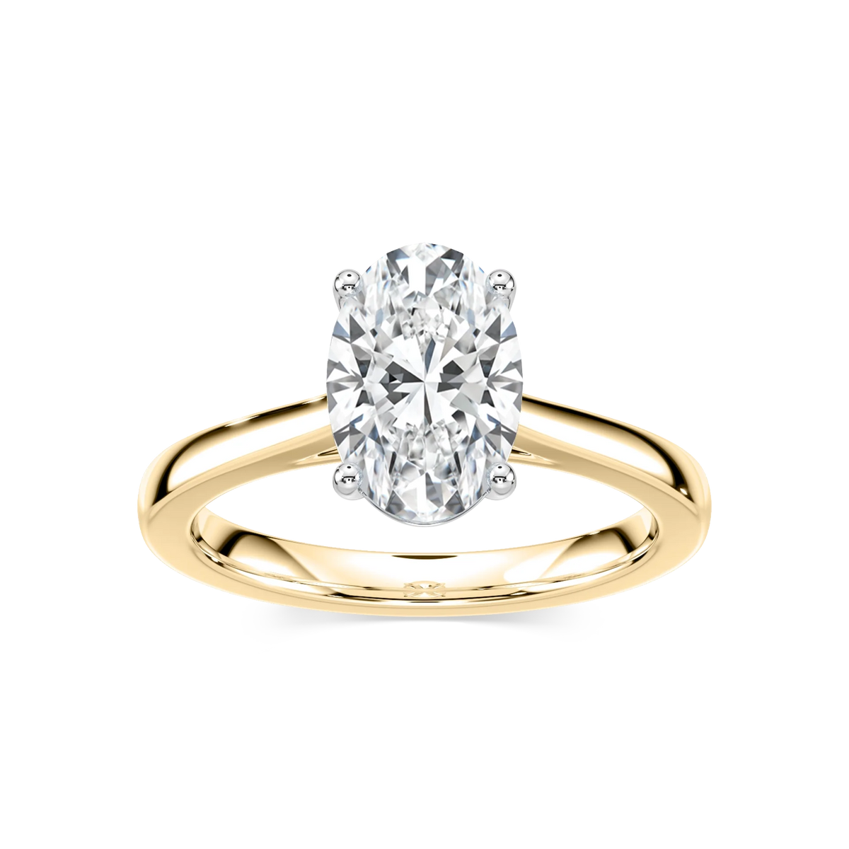 Camila Oval LGD Cathedral Hidden Halo Engagement Ring - Two-Tone 14K White Gold and 14K Yellow Gold