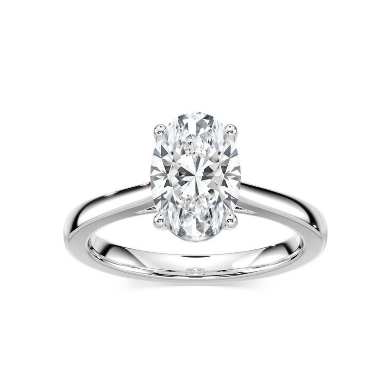 Camila Oval LGD Cathedral Hidden Halo Engagement Ring - 14K White Gold