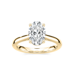 Camila Oval LGD Cathedral Hidden Halo Engagement Ring - 14K Yellow Gold