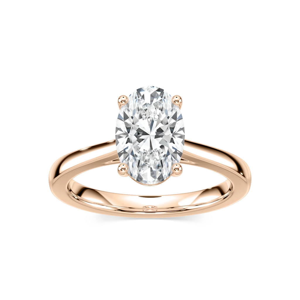 Camila Oval LGD Cathedral Hidden Halo Engagement Ring - 14K Rose Gold