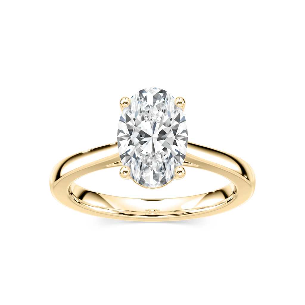 Camila Oval LGD Cathedral Hidden Halo Engagement Ring - 18K Yellow Gold