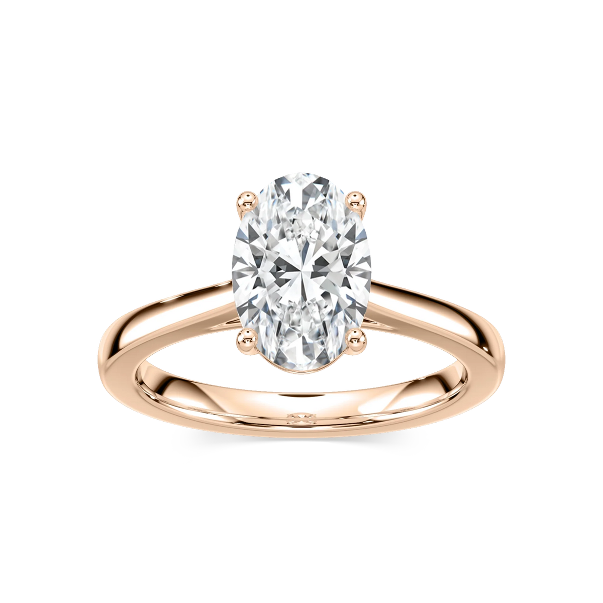 Camila Oval LGD Cathedral Hidden Halo Engagement Ring - 18K Rose Gold