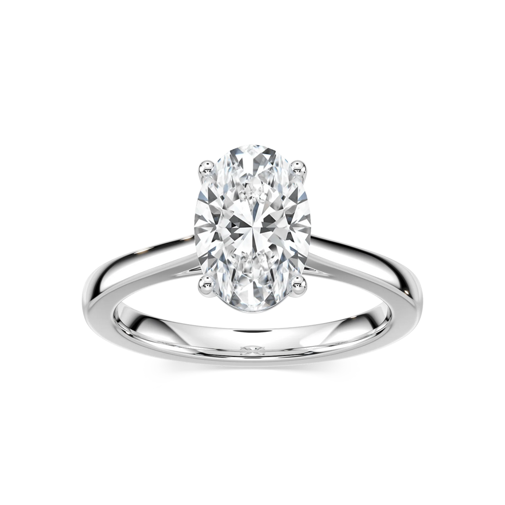 Camila Oval LGD Cathedral Hidden Halo Engagement Ring - Platinum