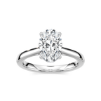 Camila Oval LGD Cathedral Hidden Halo Engagement Ring - Platinum