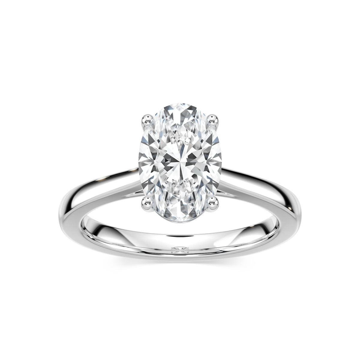 Camila Oval LGD Cathedral Hidden Halo Engagement Ring - Platinum