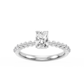 Melody Radiant LGD Single Shared Prong Collar Hidden Halo Engagement Ring - 14K White Gold / 1 ct / F-VS2