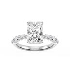 Melody Radiant LGD Single Shared Prong Collar Hidden Halo Engagement Ring - 14K White Gold / 3 ct / F-VS2