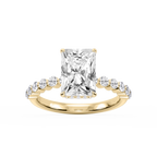 Melody Radiant LGD Single Shared Prong Collar Hidden Halo Engagement Ring - 14K Yellow Gold / 3 ct / F-VS2