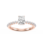 Melody Radiant LGD Single Shared Prong Collar Hidden Halo Engagement Ring - 14K Rose Gold / 1 ct / F-VS2