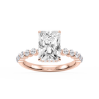 Melody Radiant LGD Single Shared Prong Collar Hidden Halo Engagement Ring - 14K Rose Gold / 4 ct / F-VS2