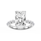 Melody Radiant LGD Single Shared Prong Collar Hidden Halo Engagement Ring - 18K White Gold / 6 ct / F-VS2