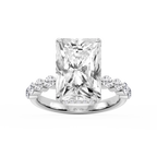 Melody Radiant LGD Single Shared Prong Collar Hidden Halo Engagement Ring - 18K White Gold / 7 ct / F-VS2