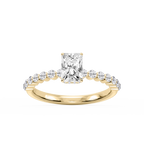 Melody Radiant LGD Single Shared Prong Collar Hidden Halo Engagement Ring - 18K Yellow Gold / 1 ct / F-VS2