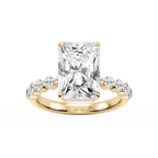 Melody Radiant LGD Single Shared Prong Collar Hidden Halo Engagement Ring - 18K Yellow Gold / 5 ct / F-VS2