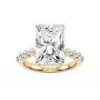 Melody Radiant LGD Single Shared Prong Collar Hidden Halo Engagement Ring - 18K Yellow Gold / 7 ct / F-VS2