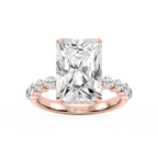 Melody Radiant LGD Single Shared Prong Collar Hidden Halo Engagement Ring - 18K Rose Gold / 7 ct / F-VS2