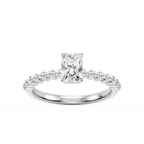 Melody Radiant LGD Single Shared Prong Collar Hidden Halo Engagement Ring - Platinum / 1 ct / F-VS2