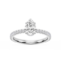 Michelle Pear LGD Pave Collar Claw Prong Side Stone Engagement Ring - 14K White Gold / 1 ⅖ ctw