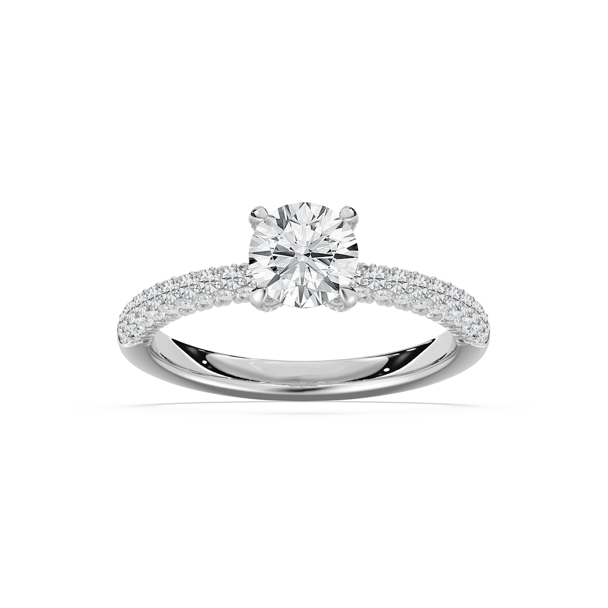Winnie 2 1⁄5 ctw Round LGD Micropave Side Stone Engagement Ring - 14K White Gold