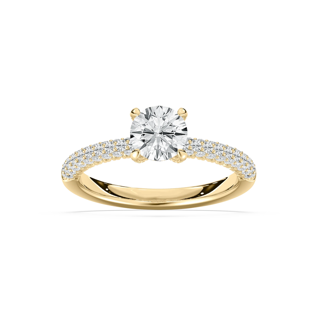 Winnie 2 1⁄5 ctw Round LGD Micropave Side Stone Engagement Ring - 14K Yellow Gold