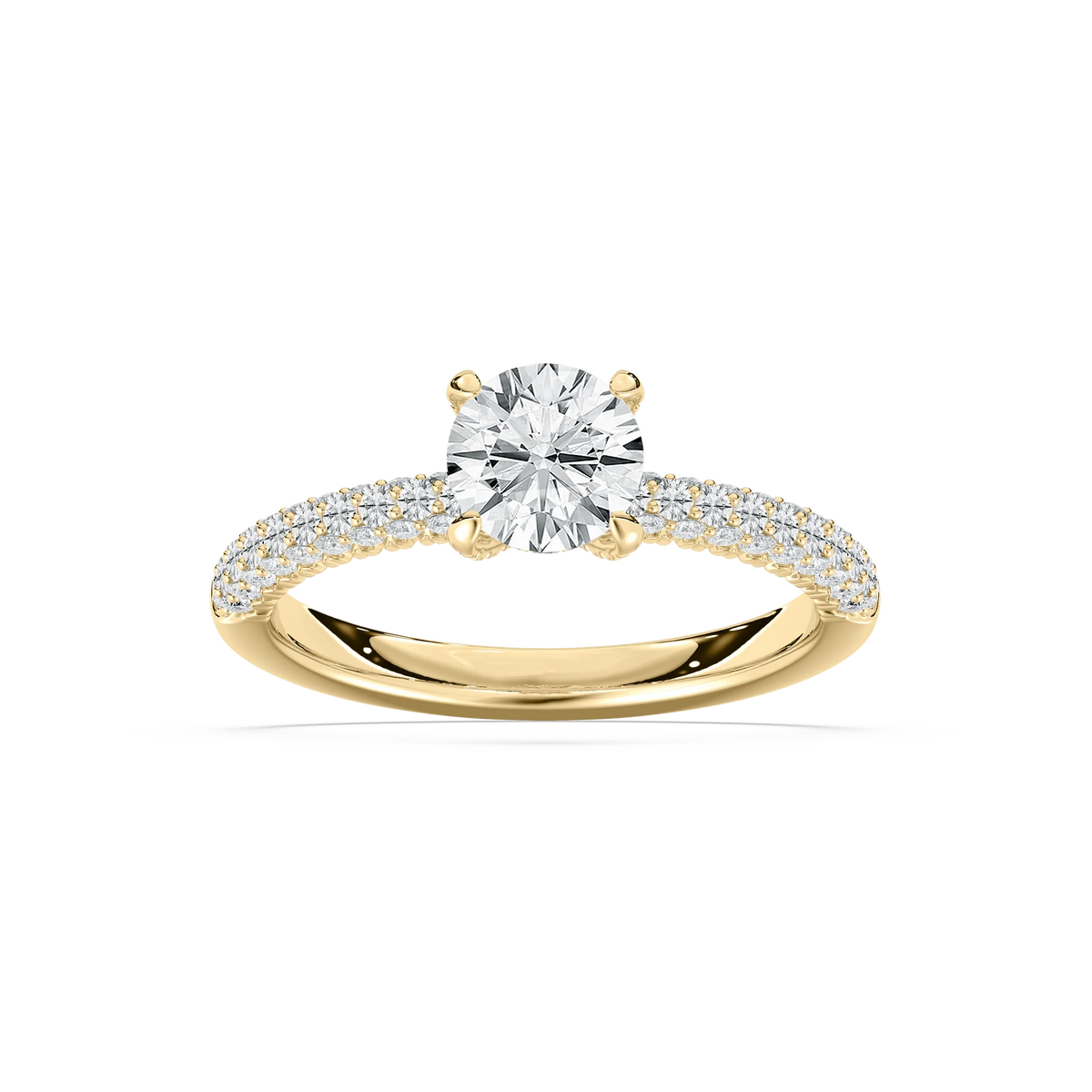 Winnie 2 1⁄5 ctw Round LGD Micropave Side Stone Engagement Ring - 14K Yellow Gold