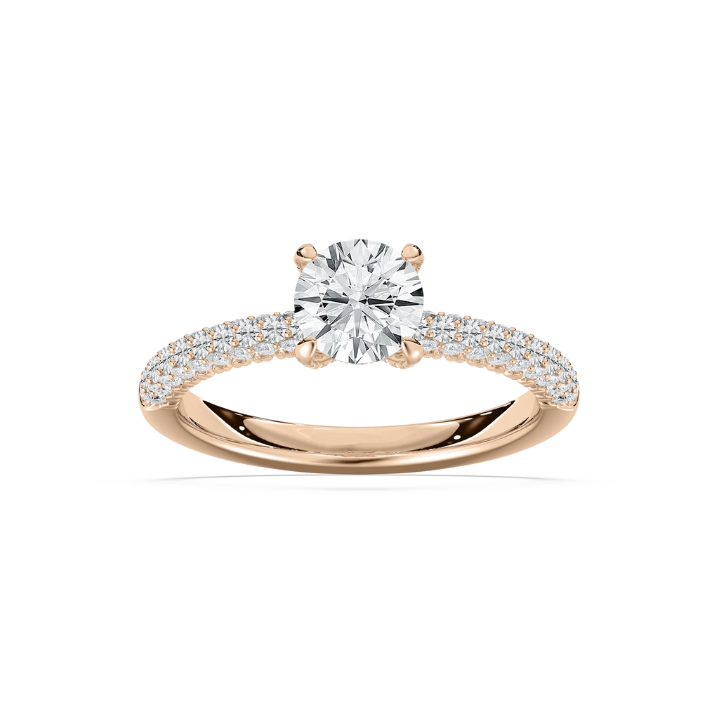 Winnie 2 1⁄5 ctw Round LGD Micropave Side Stone Engagement Ring - 14K Rose Gold