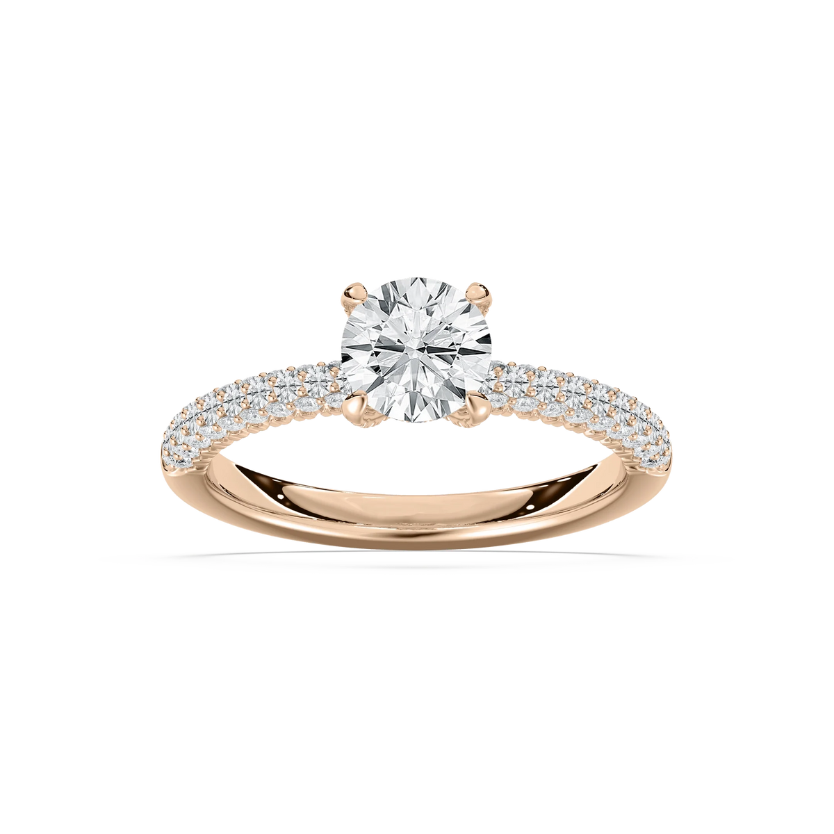 Winnie 2 1⁄5 ctw Round LGD Micropave Side Stone Engagement Ring - 14K Rose Gold