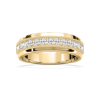 Louis 3/4 ctw Round LGD 4.35mm Milgrain Channel Mens Wedding Band - 14K Yellow Gold