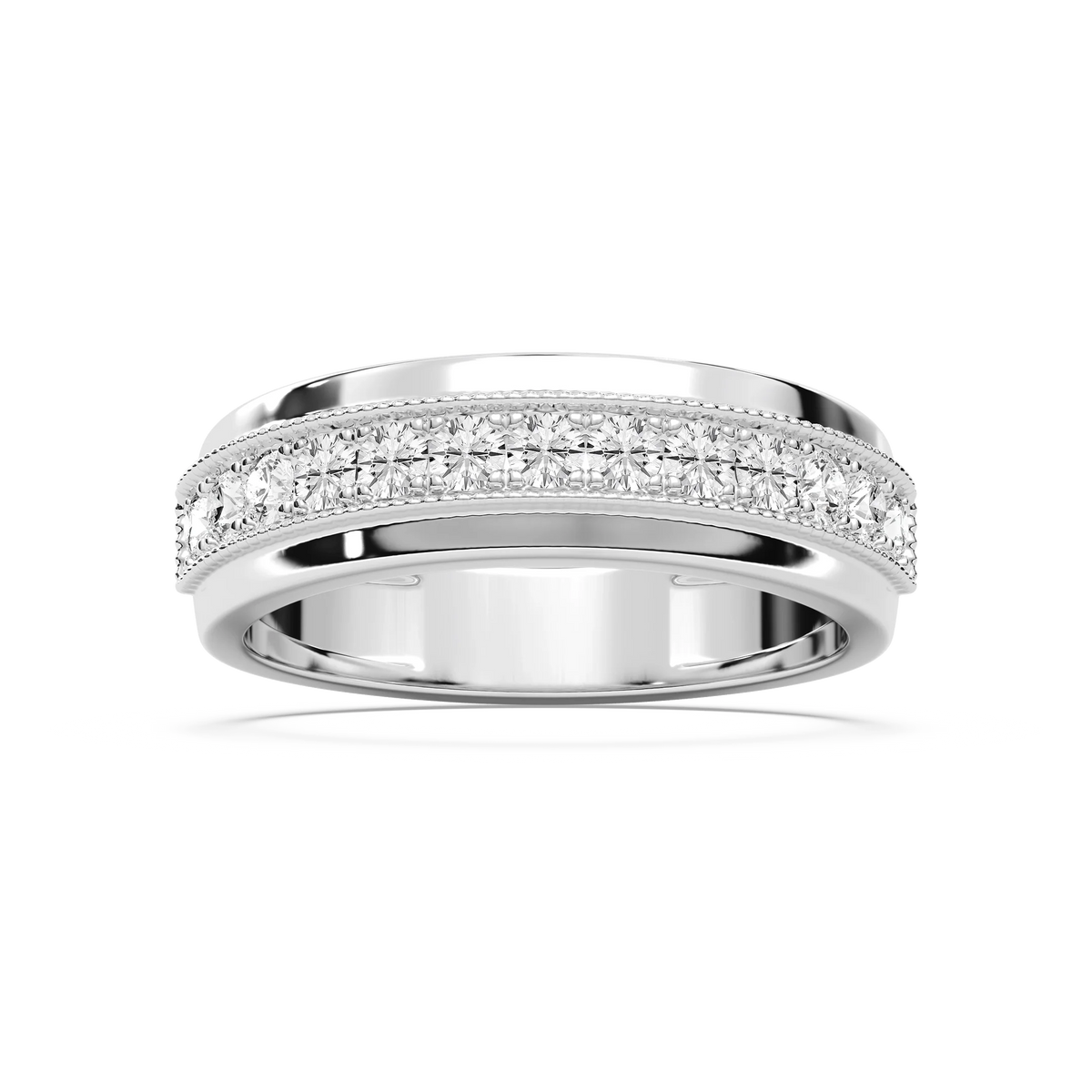 Louis 3/4 ctw Round LGD 4.35mm Milgrain Channel Mens Wedding Band