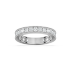 Drew 1 ctw Round LGD Milgrain Three Quarter Eternity Band - 14K White Gold