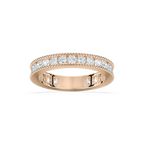 Drew 1 ctw Round LGD Milgrain Three Quarter Eternity Band - 14K Rose Gold