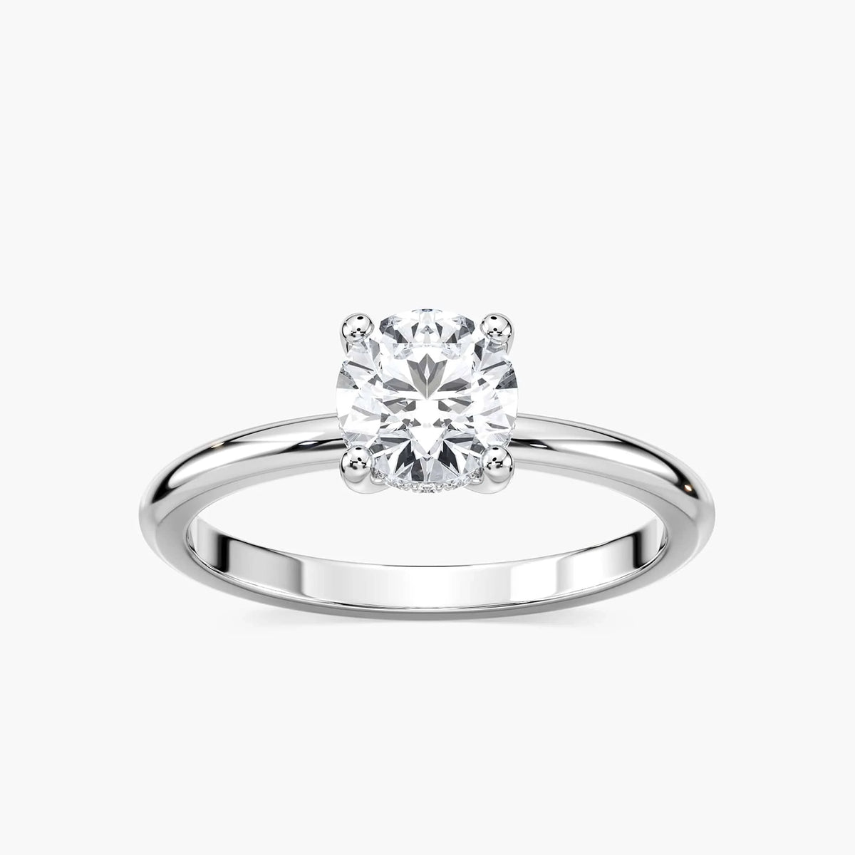 Millie LGD Hidden Halo Engagement Ring - 18K White Gold