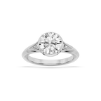 Mira Round LGD Vintage Bezel and Milgrain Accent Side Stone Engagement Ring - 18K White Gold / 4 ctw