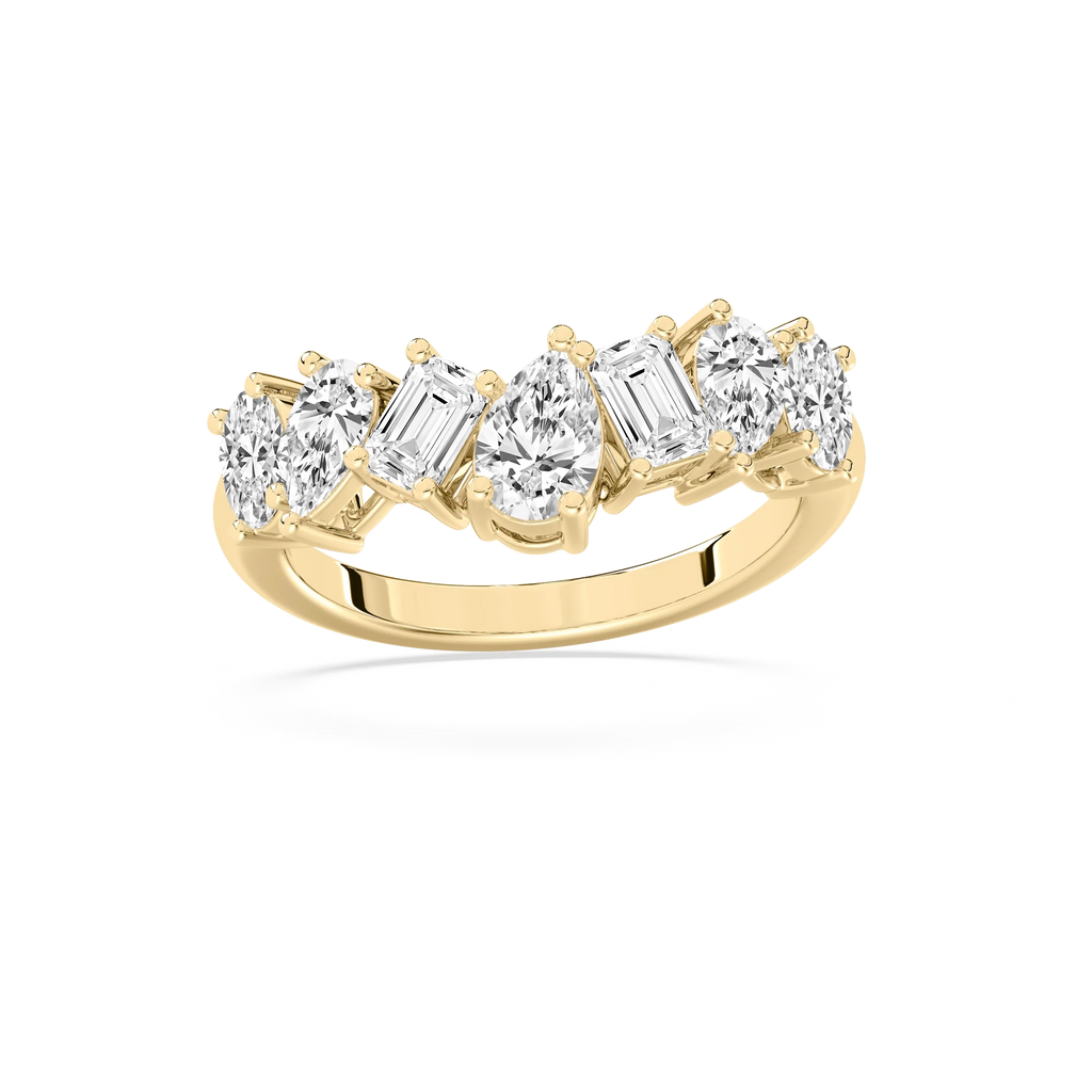 Rory 2 ctw Emerald, Pear and Oval LGD Mixed Shape Curved Band - 14K Yellow Gold