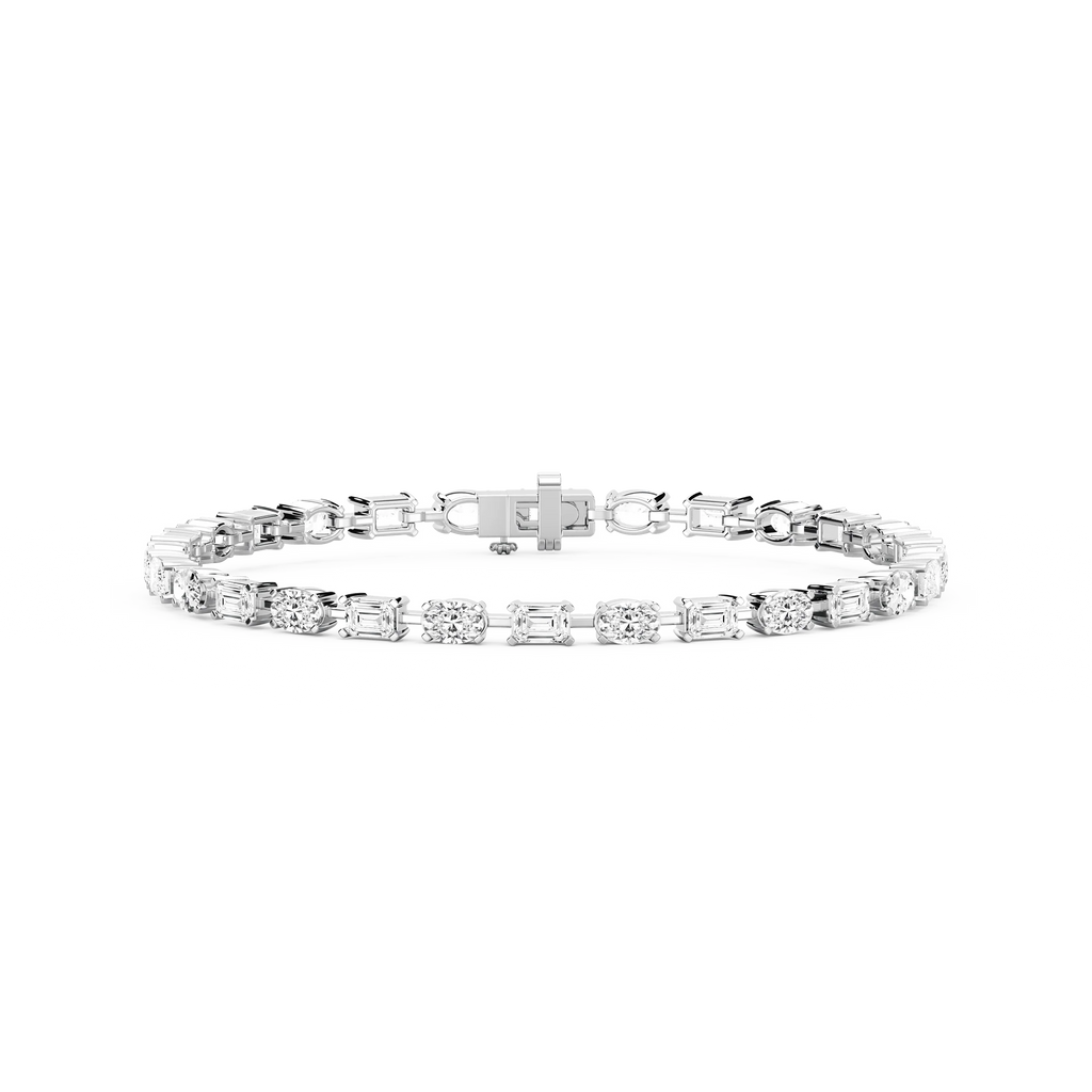 7 ctw Emerald and Oval LGD Bar Link Tennis Bracelet  - 7 Inches