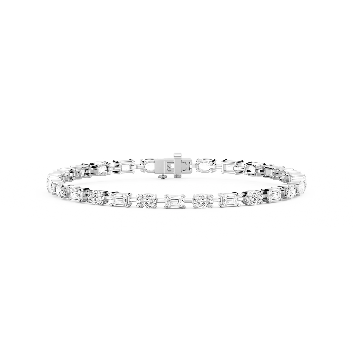 7 ctw Emerald and Oval LGD Bar Link Tennis Bracelet  - 7 Inches