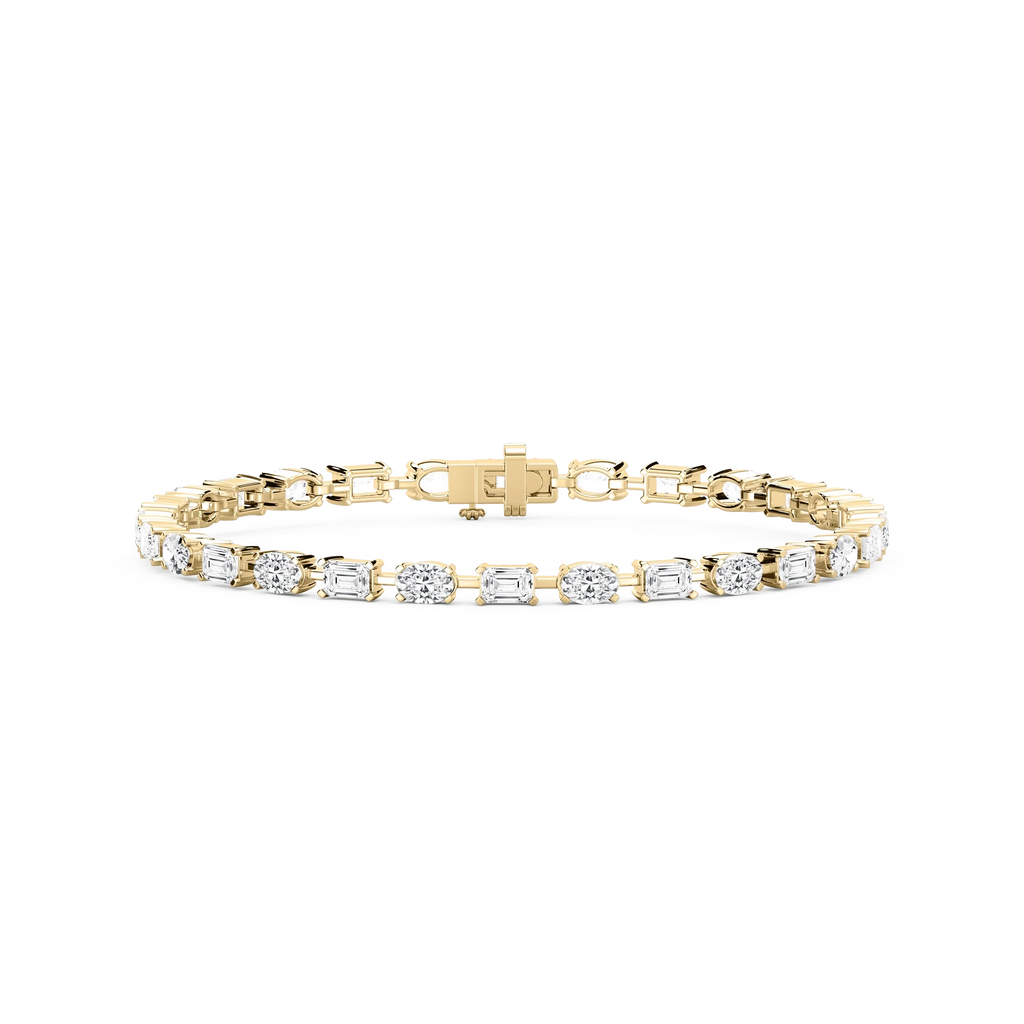 7 ctw Emerald and Oval LGD Bar Link Tennis Bracelet  - 7 Inches