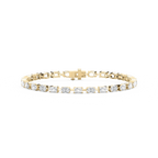 7 ctw Emerald and Oval LGD Bar Link Tennis Bracelet  - 7 Inches