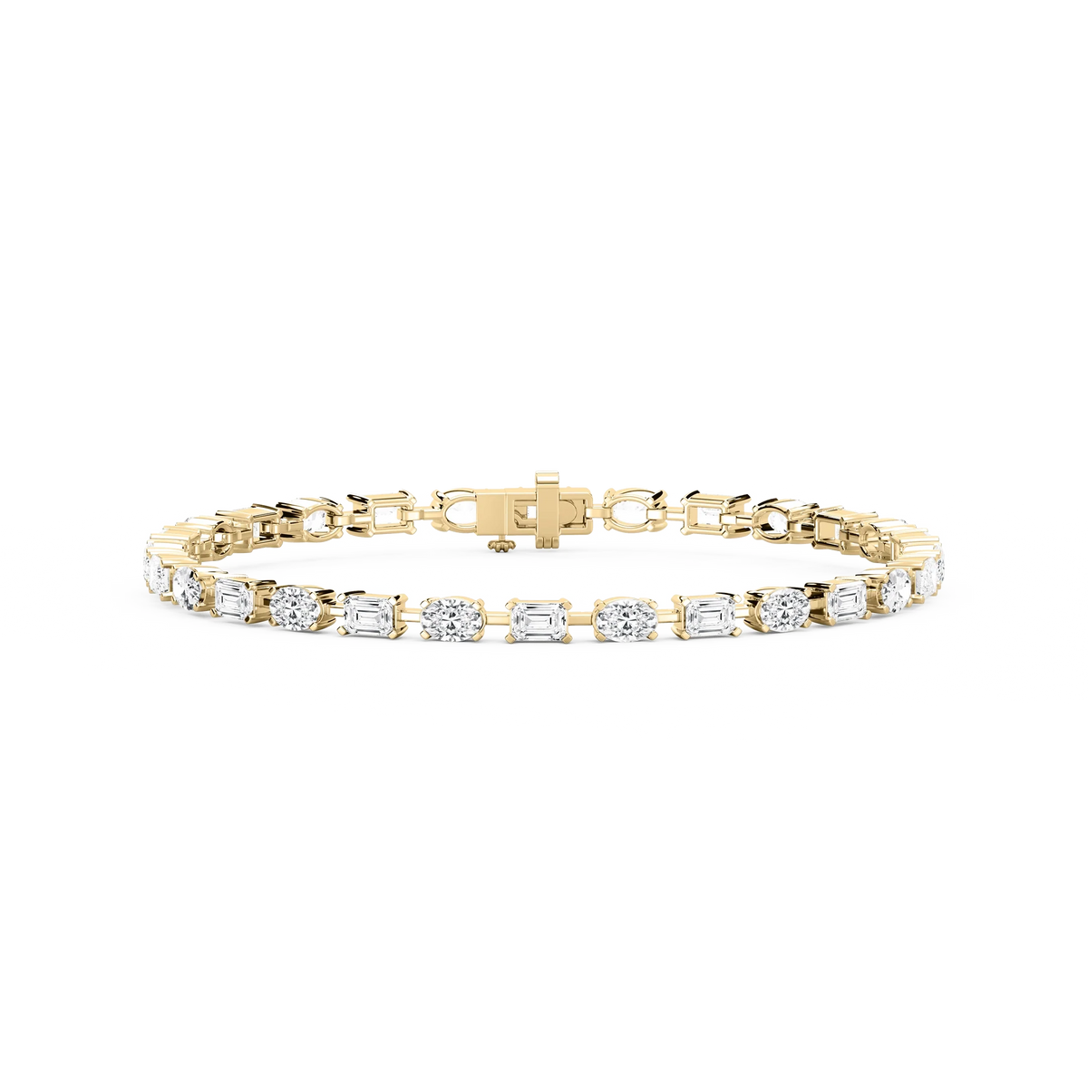 7 ctw Emerald and Oval LGD Bar Link Tennis Bracelet  - 7 Inches