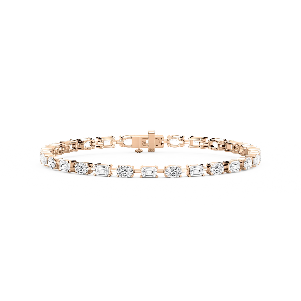 7 ctw Emerald and Oval LGD Bar Link Tennis Bracelet  - 7 Inches