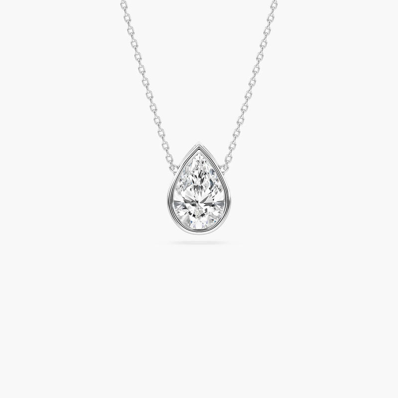 Pear LGD Modern Bezel Pendant - 18 Inches