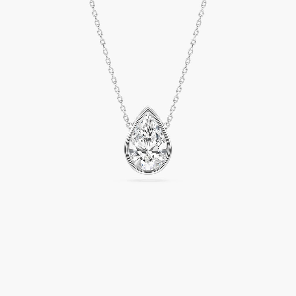 Pear LGD Modern Bezel Pendant - 18 Inches