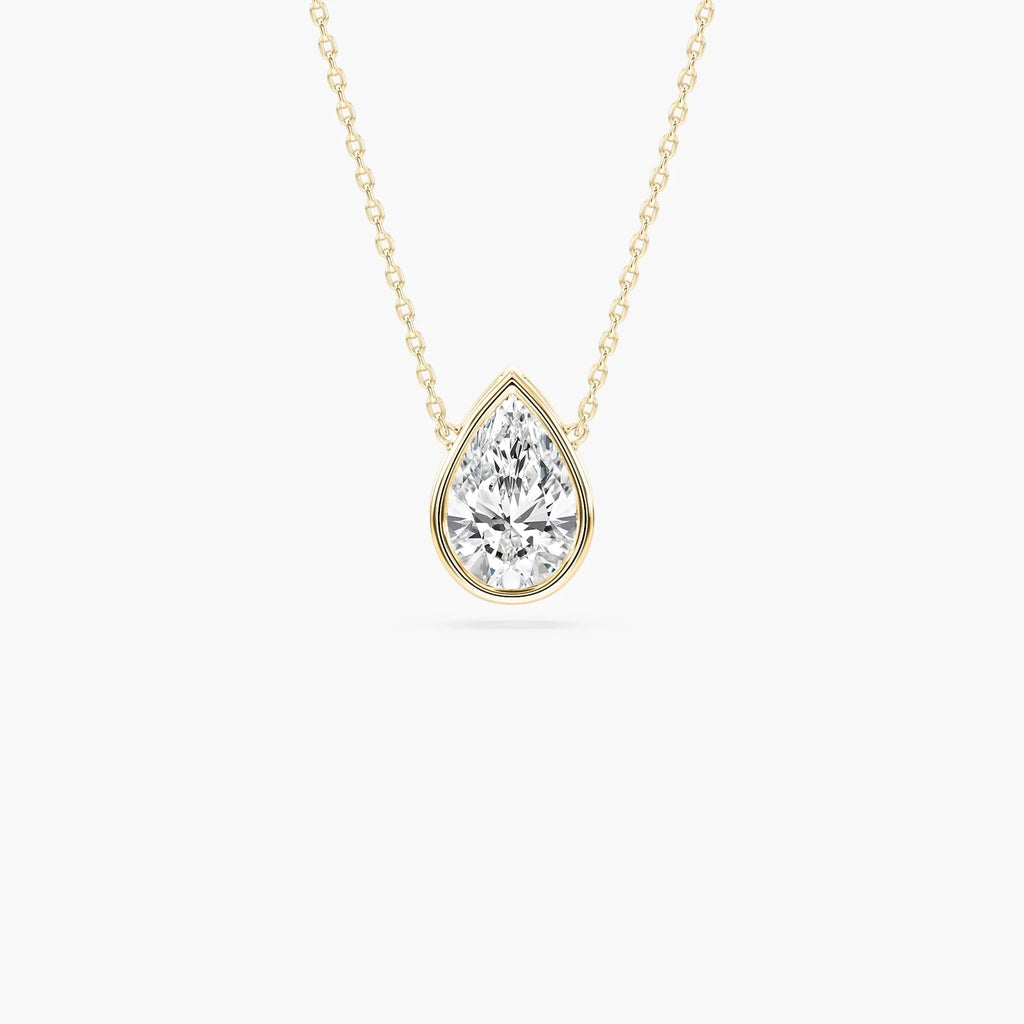Pear LGD Modern Bezel Pendant - 18 Inches