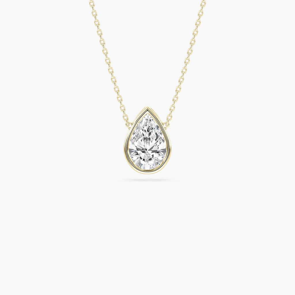 Pear LGD Modern Bezel Pendant - 18 Inches