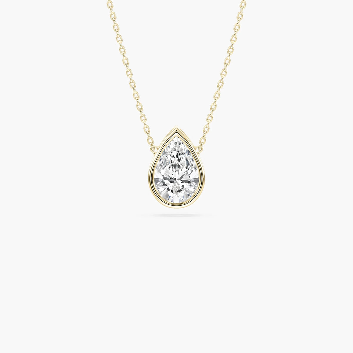 Pear LGD Modern Bezel Pendant - 18 Inches