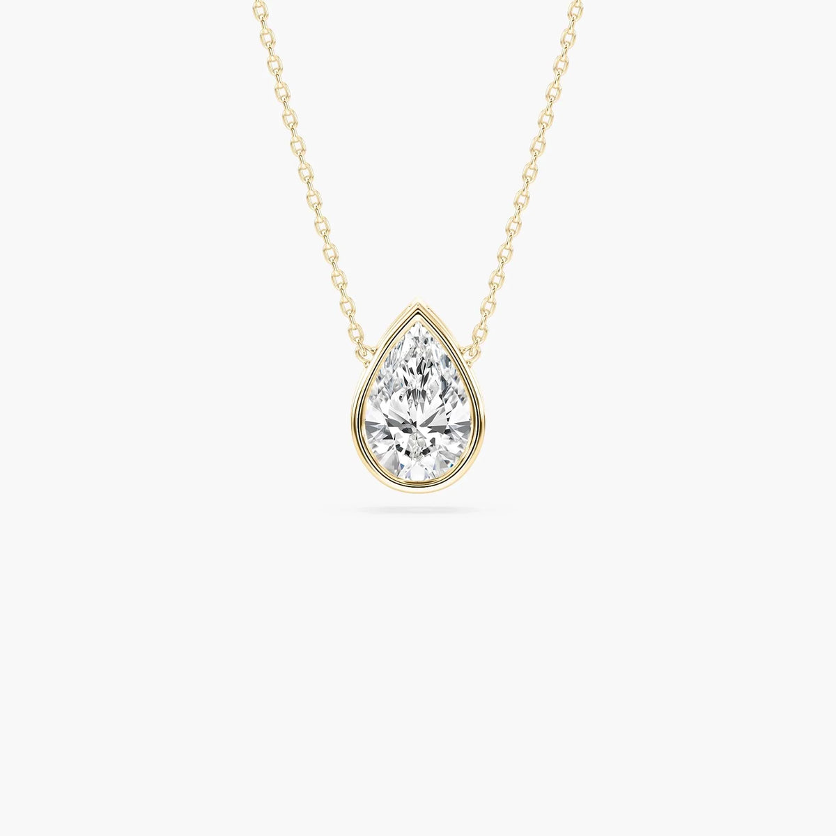 Pear LGD Modern Bezel Pendant - 18 Inches