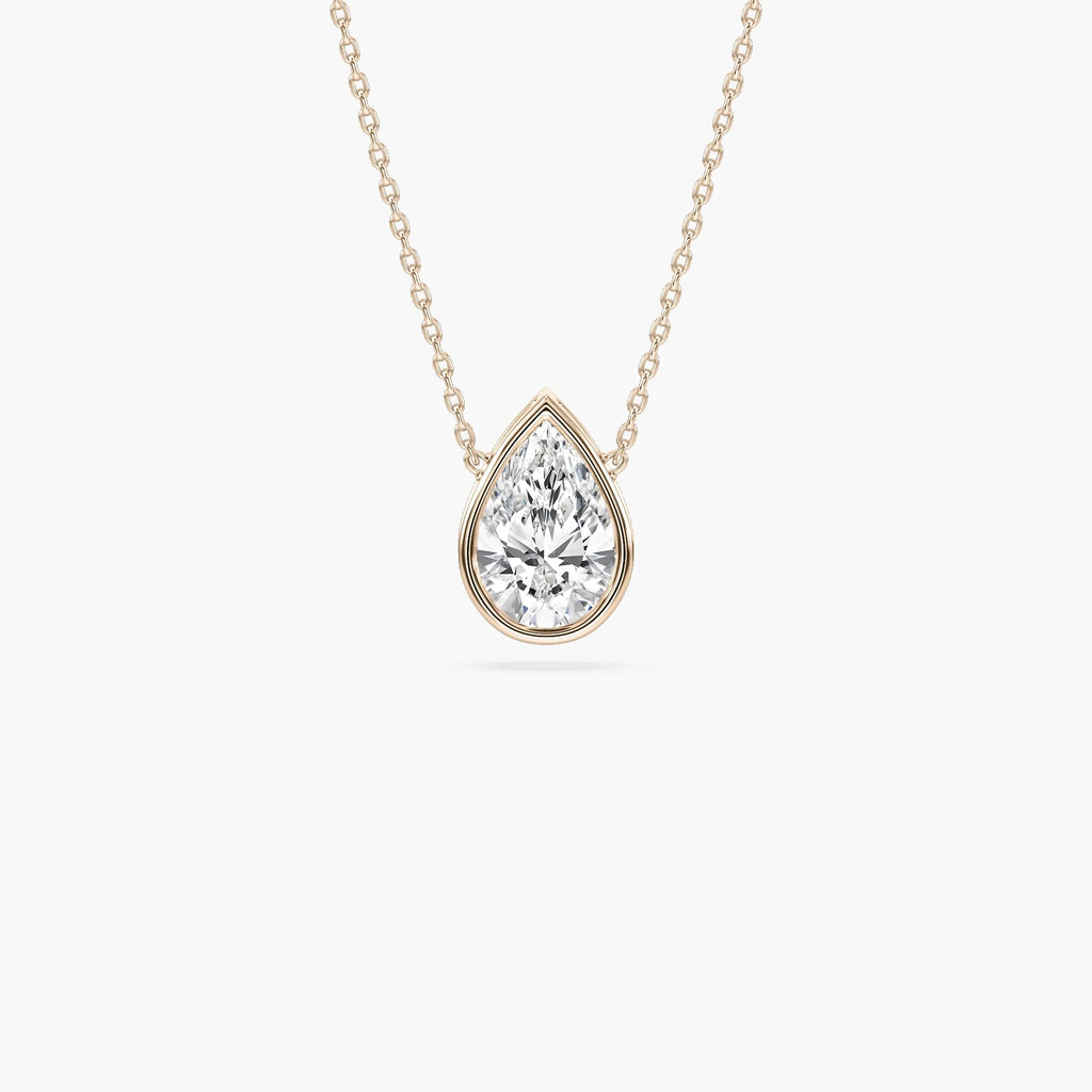 Pear LGD Modern Bezel Pendant - 18 Inches