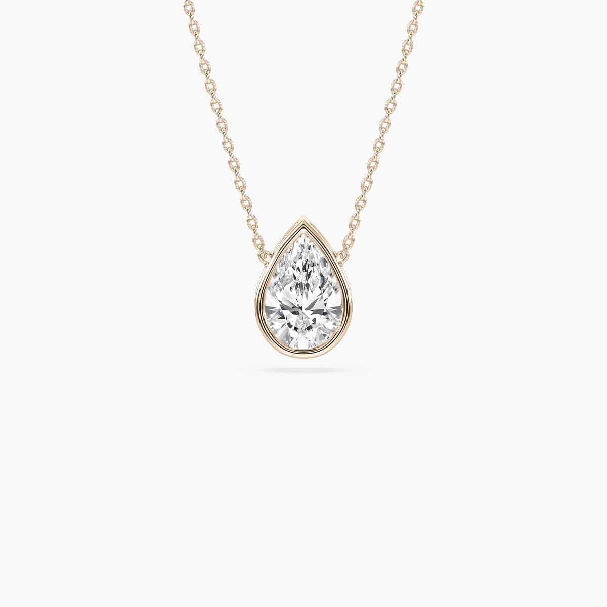 Pear LGD Modern Bezel Pendant - 18 Inches