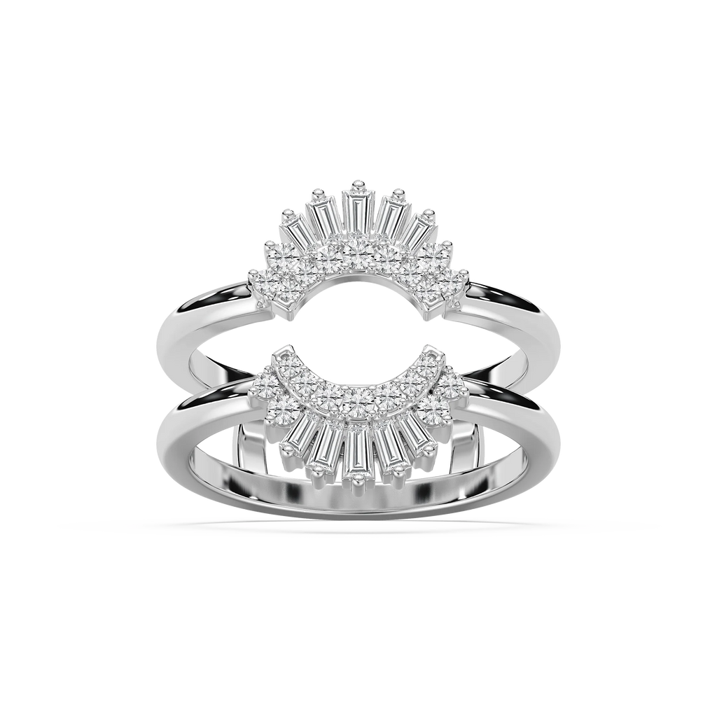Monroe 1/2 ctw Baguette and Round LGD Double Row Enhancer Curved Band - 14K White Gold